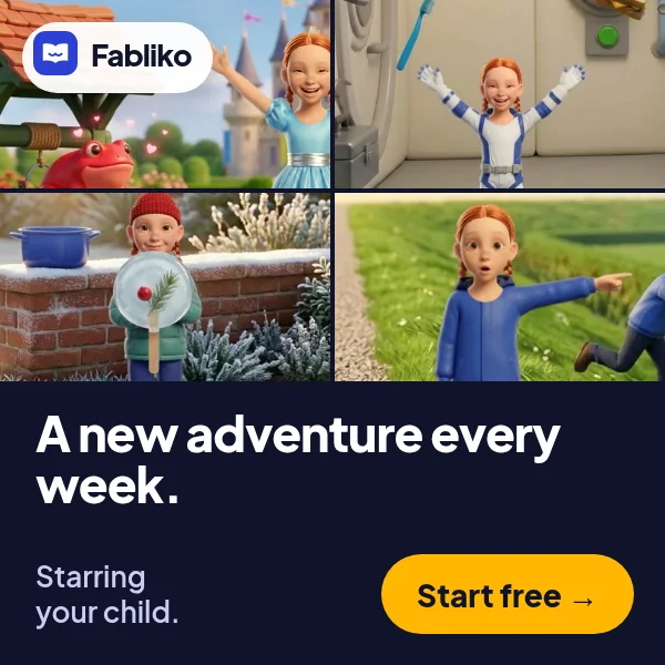 Fabliko: a new adventure every week, starring your child. Start free.